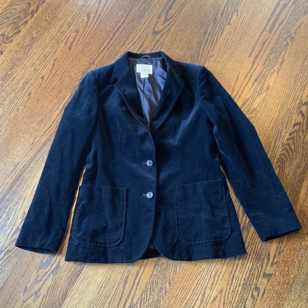 VTG Black Velvet Blazer Sport Jacket Old Money Preppy Classic Academia Sz 10